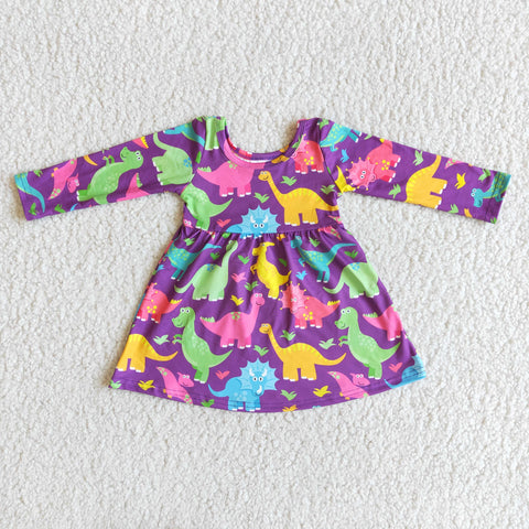 6 A3-4 girl cute colorful dinosaur winter long sleeve dress-promotion 2023.12.9