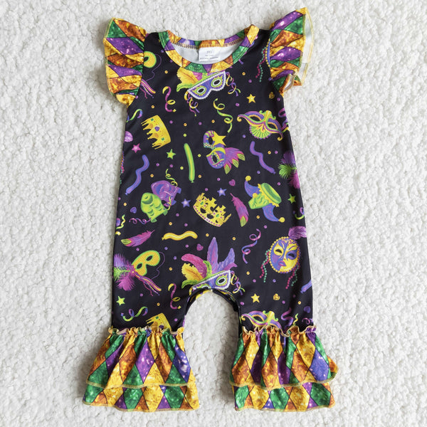 E7-14 baby girl clothes Mardi Gras clothing cute romper