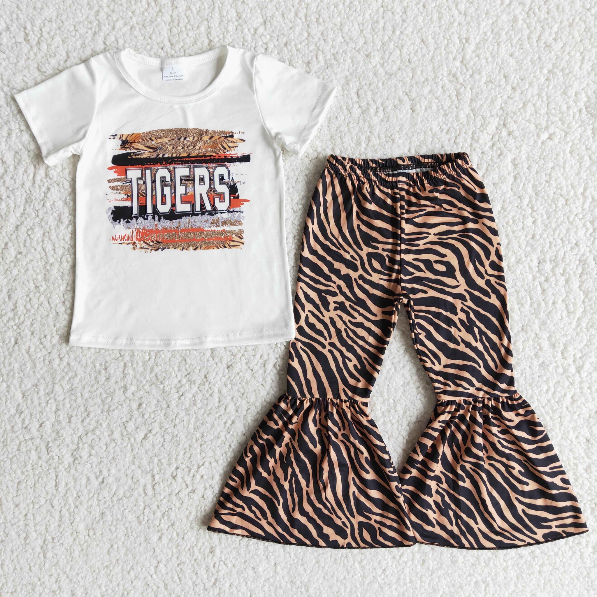 B1-5 girl clothes tigers fall spring short sleeve set-promotion