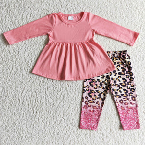 GLP0108 pink leopard toddler girl clothes winter clothes for girls