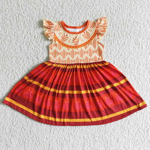 GSD0010 girl clothes summer cartoon orange flutter sleeve dress-promotion 2023.12.16