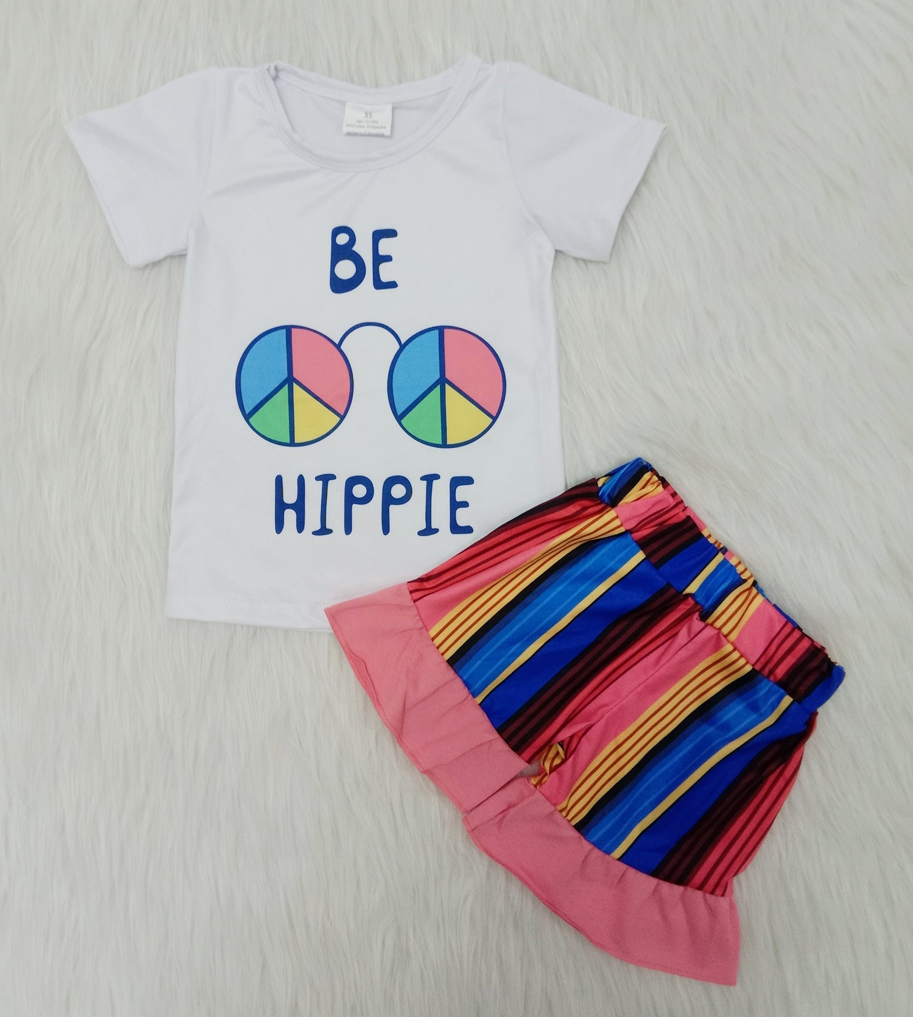 girl be hippie colorful stripe short sleeve summer set
