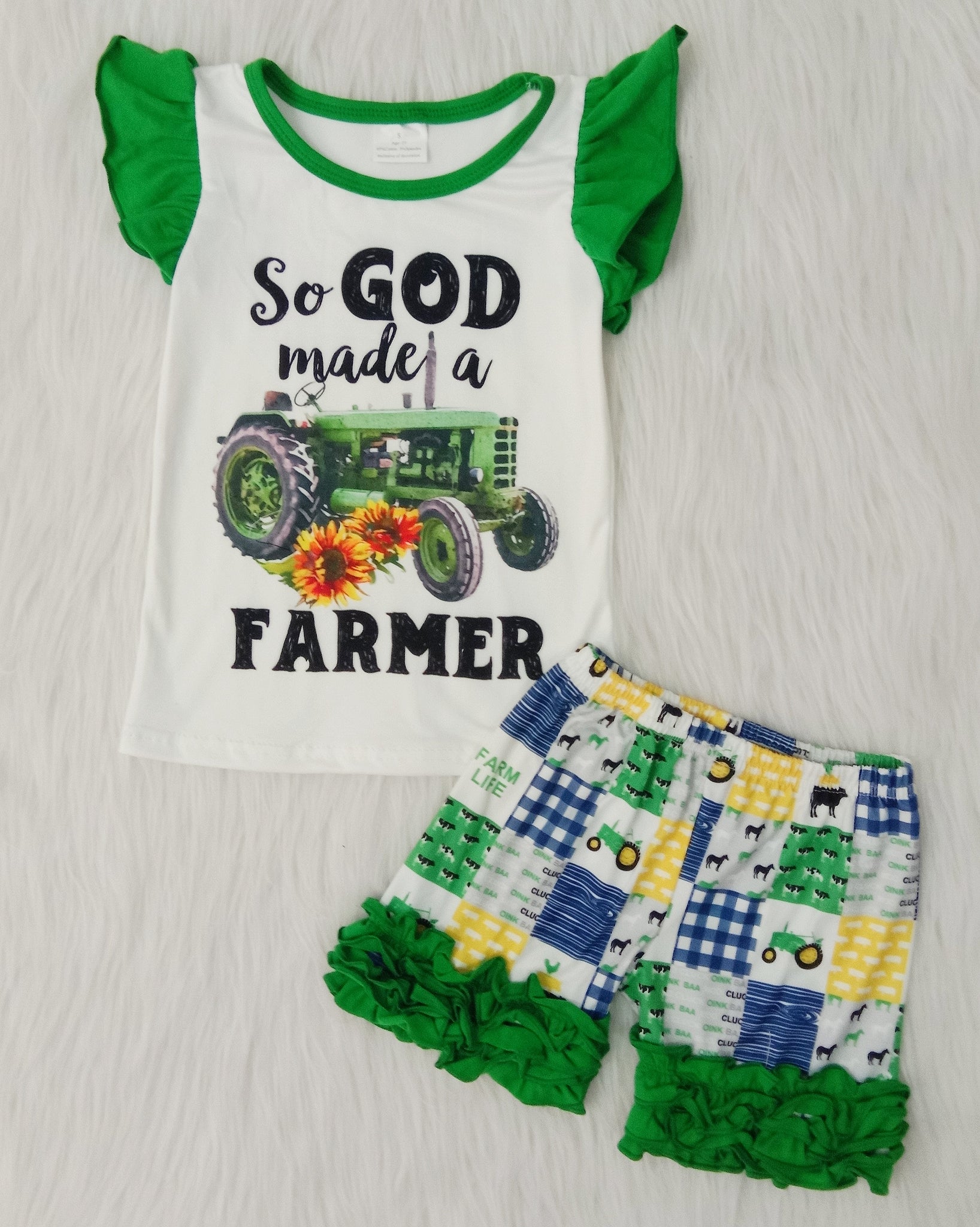 A14-3 baby girl clothes farmer green  summer outfits