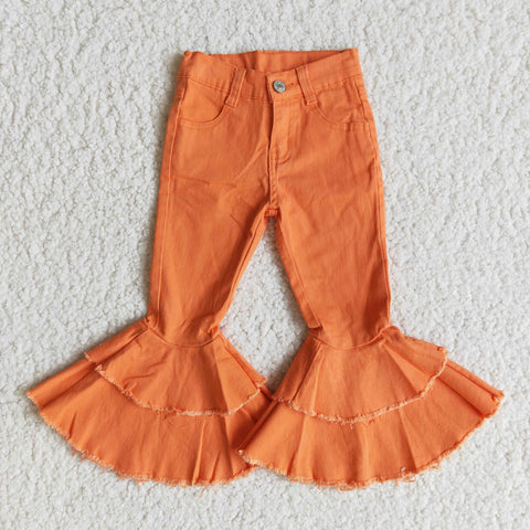 girl orange denim pants