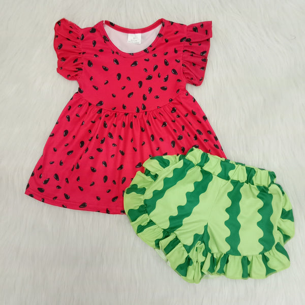 D6-28 baby girl clothes watermelon girl summer shorts set