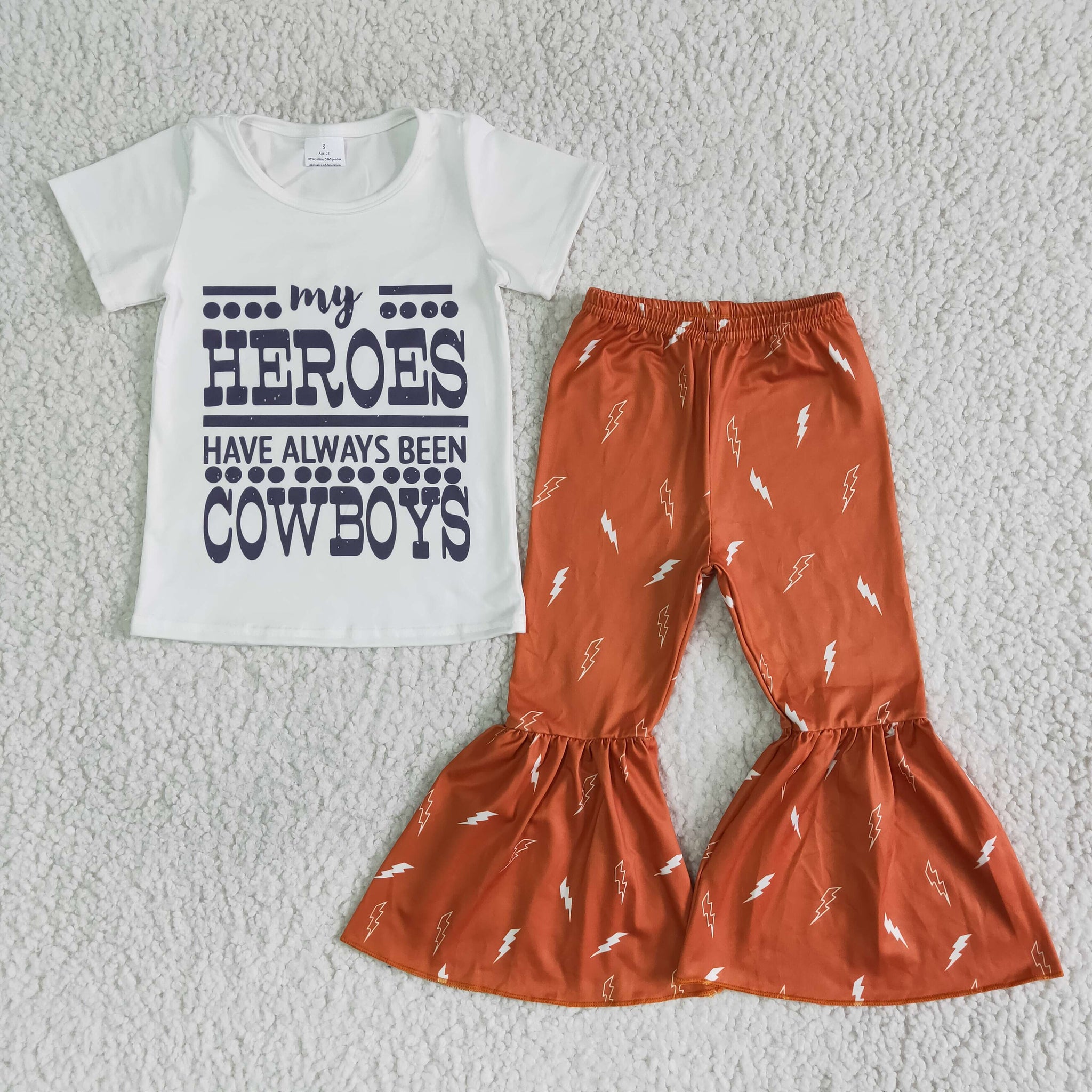 kids clothing heroes cowboys orange short sleeve fall spring set