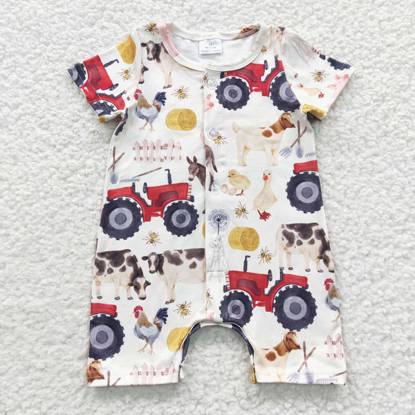 SR0279 baby clothes farm boy summer romper