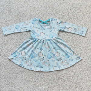 6 A11-18 girl winter princess long sleeve blue dress-promotion 2023.12.9