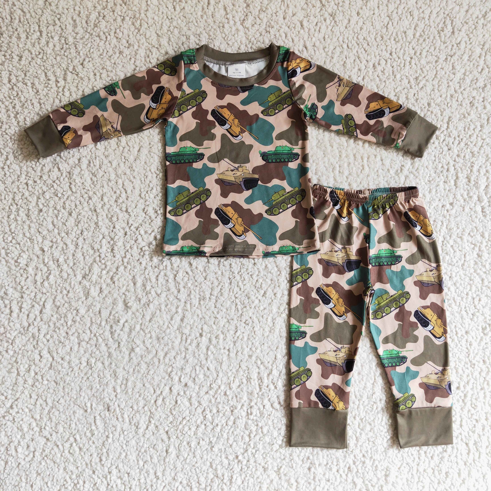 BLP0124 baby boy clothes green tank pajamas set
