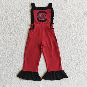 girl black red  winter romper overalls
