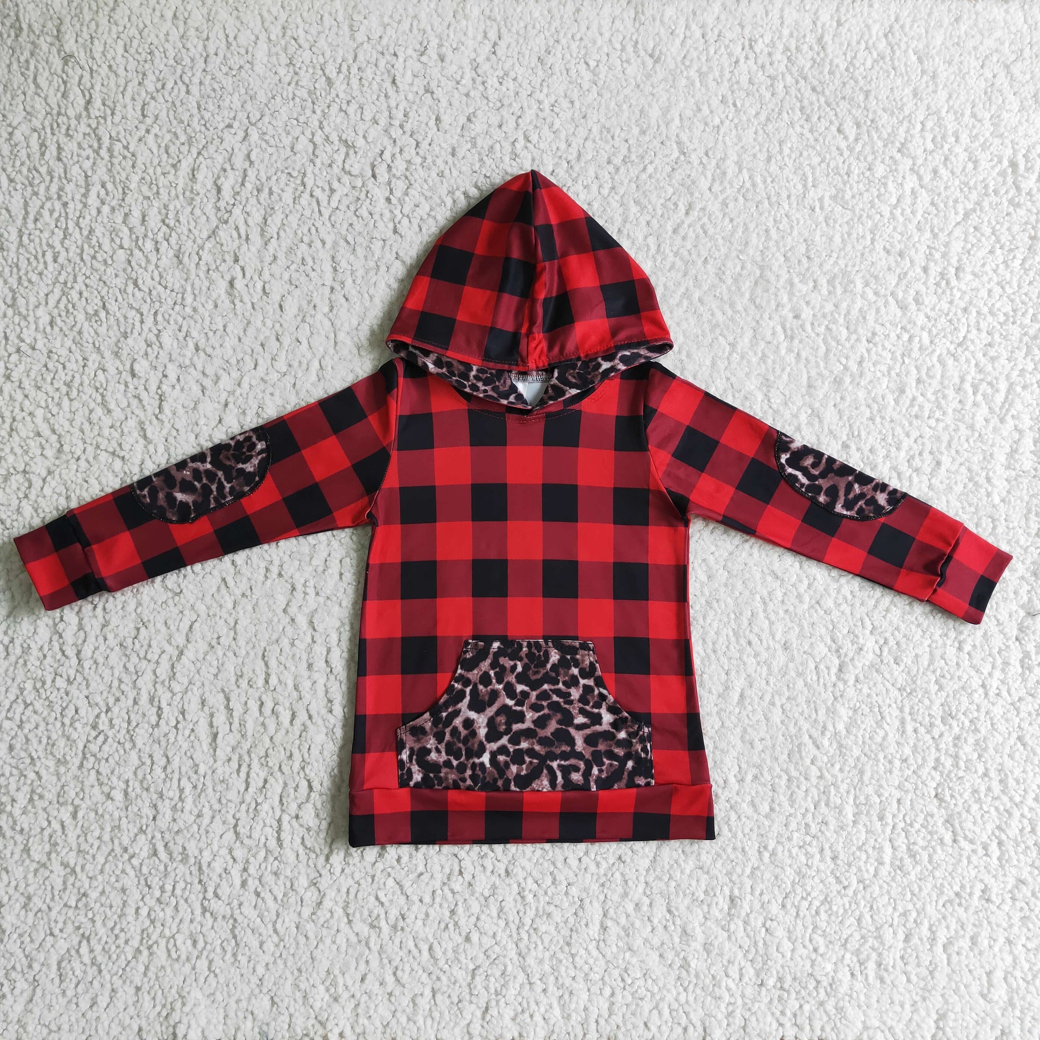BT0048 baby boy clothes red plaid leopard shirt