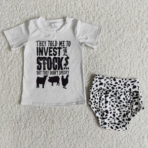 girl clothes invest stock short sleeve bummies set