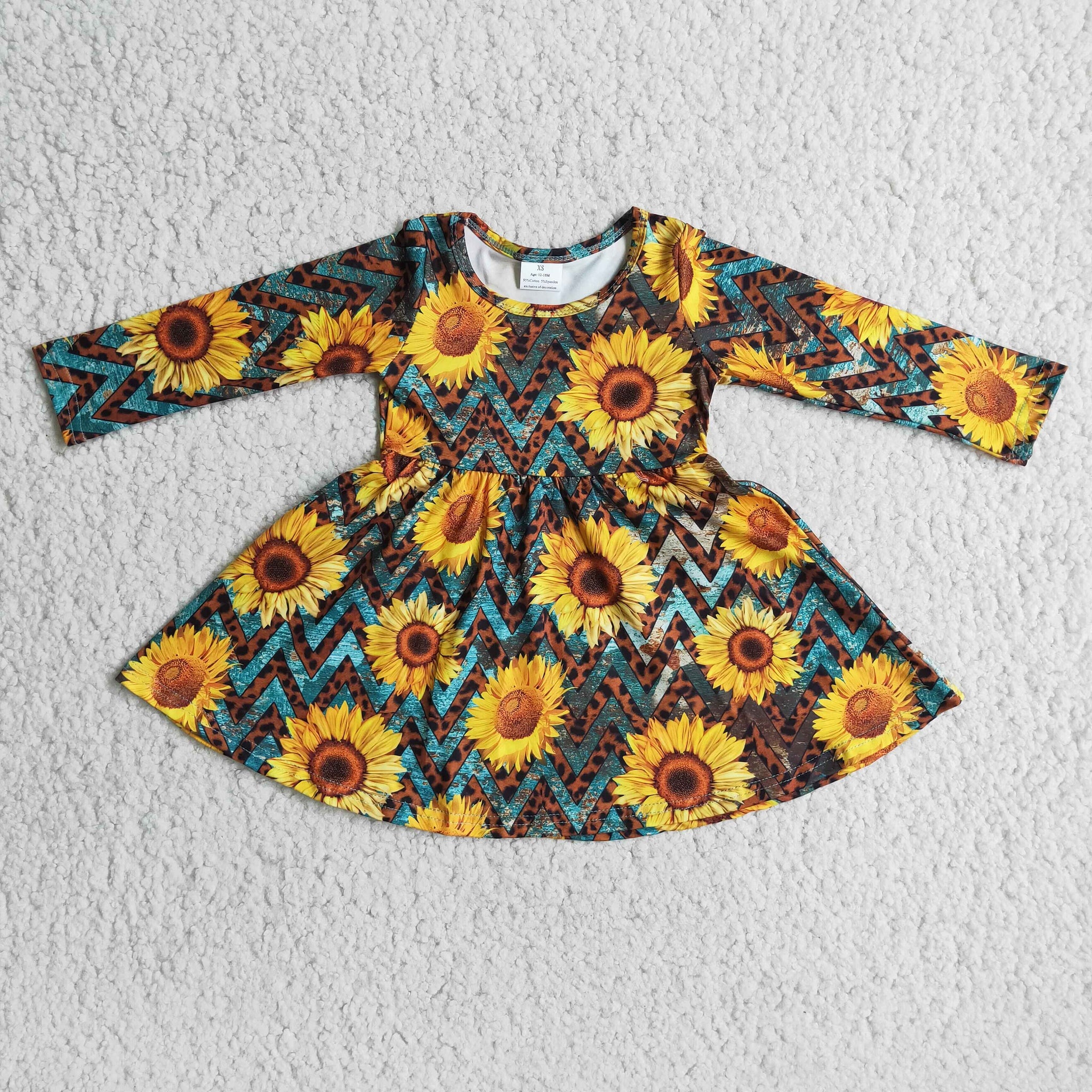 6 B3-22 baby girl clothes sunflower winter dress girl dresses