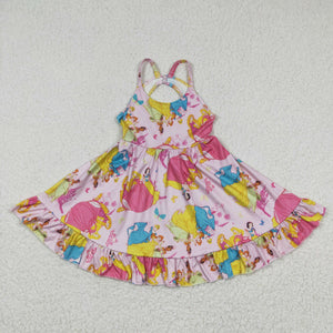 GSD0281 toddler girl clothes pink princess summer dress flower girl dress