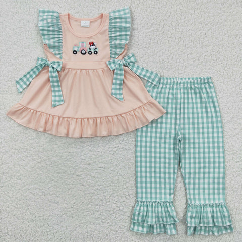 GSPO0447 baby girl clothes farm embroidery spring outfit