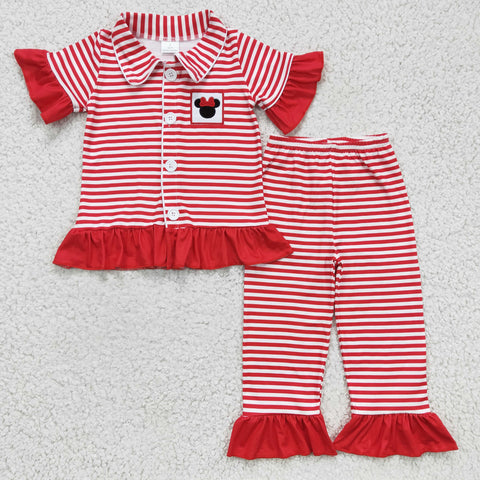 GSPO0256 baby girl clothes stripe cartoon fall spring pajamas set