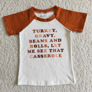 D5-3 boy turkey brown short sleeve t-shirt top