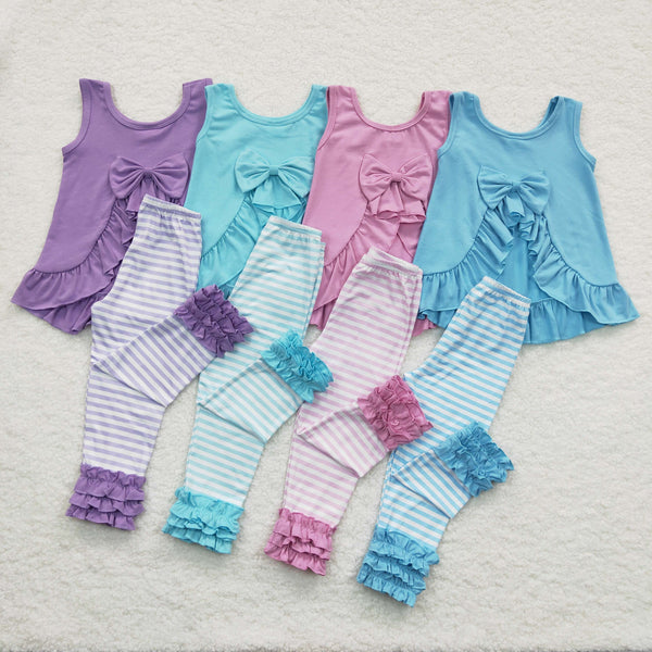 toddler girl clothes bow back colorful stripe spring outfits