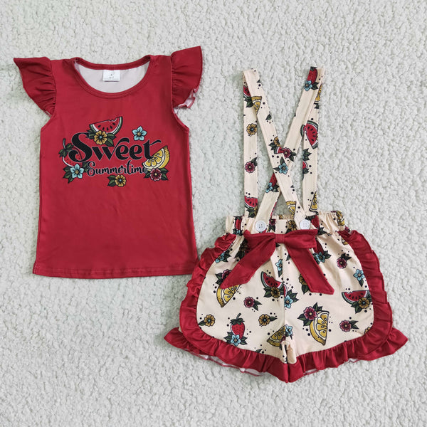 kids matching clothing girl red fruit summer matching clothes