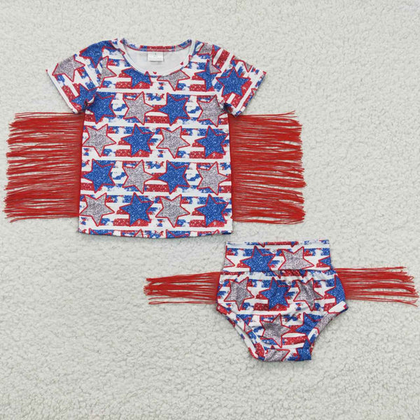 GBO0082 baby clothes 4th of july summer bummies set