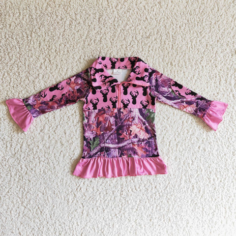 GT0056 deer pink shirt baby girl clothes