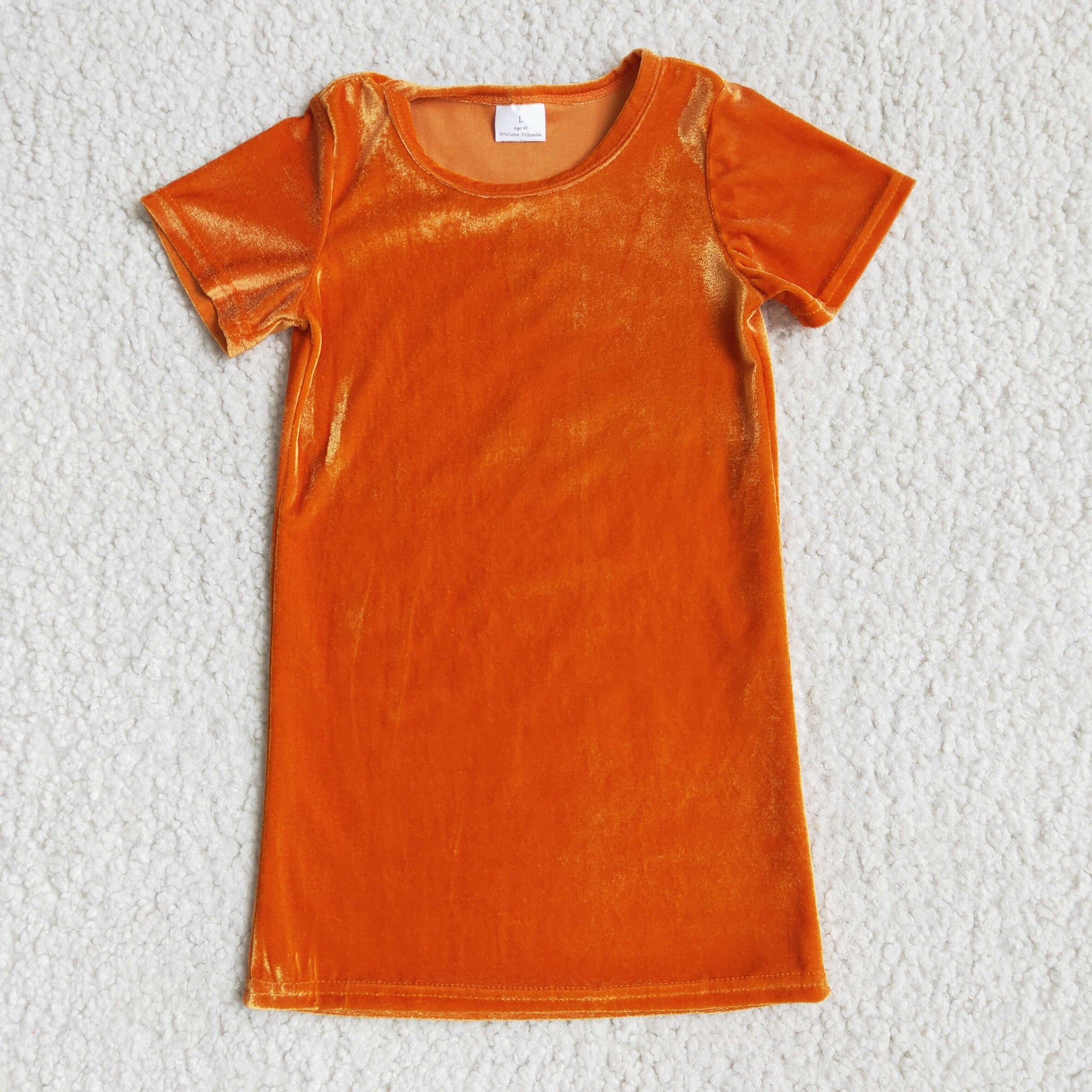 D8-5 baby girl clothes short sleeve orange velvet dress