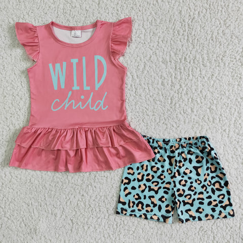 girl clothes wild child leopard summer set