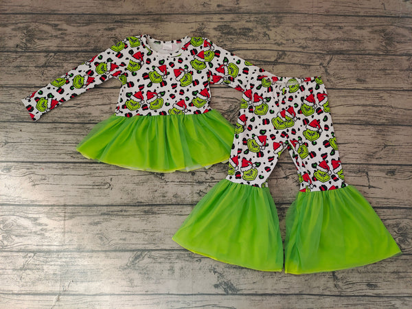 GLP0301 baby girl clothes green cartoon christmas outfits
