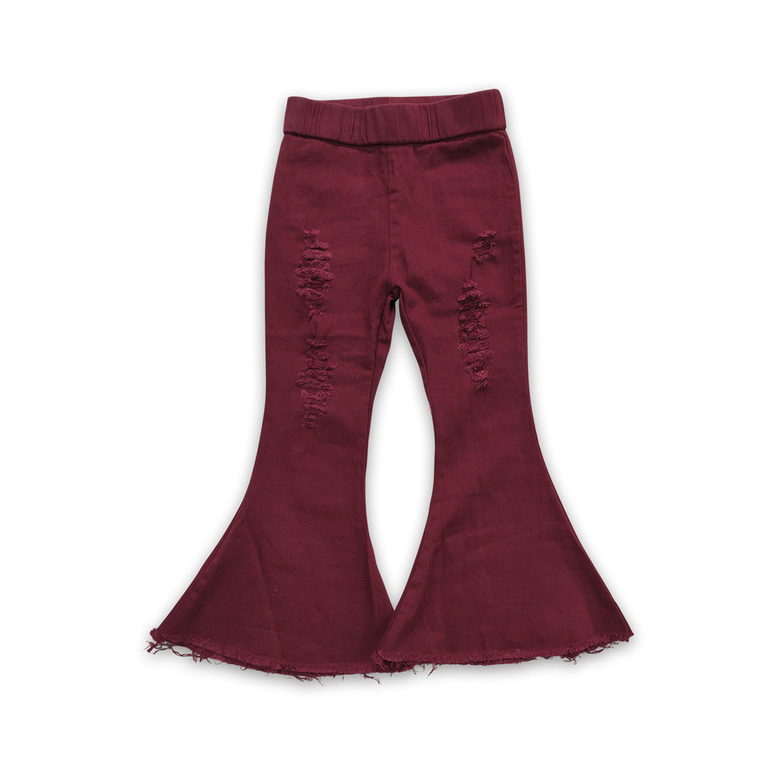 P0047 baby girl clothes dark red jeans bell bottom pant