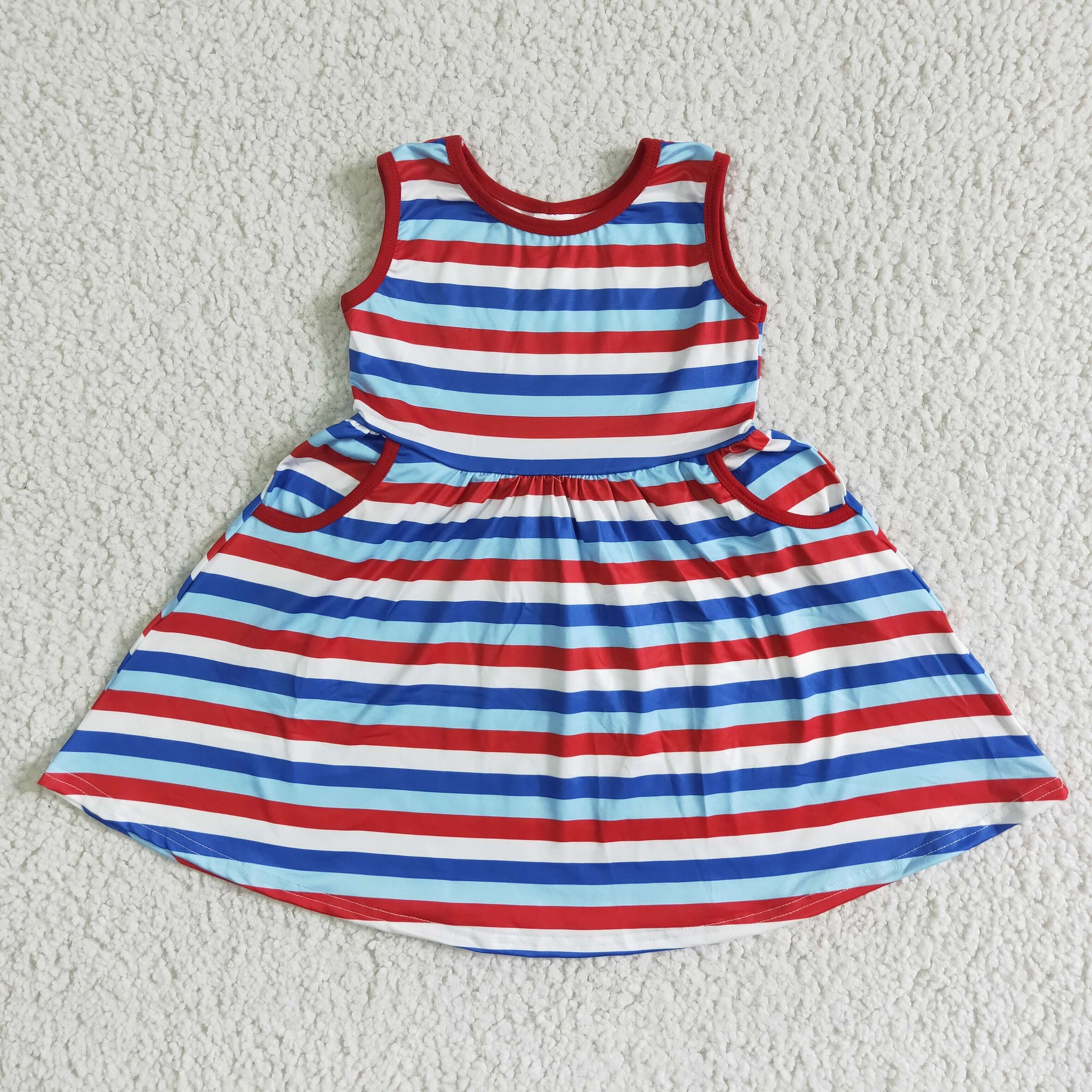 A1-13-2 kids clothes july 4th stripe dress-promotion 2024.3.23 $5.5