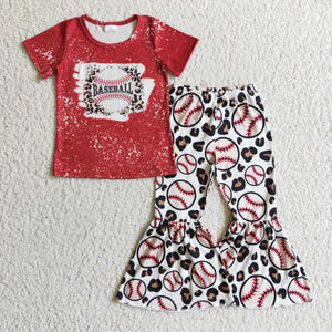 GSPO0217 baby girl clothes red baseball fall spring outfits
