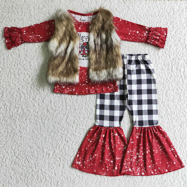fur vest christmas outfits baby girl clothes 1