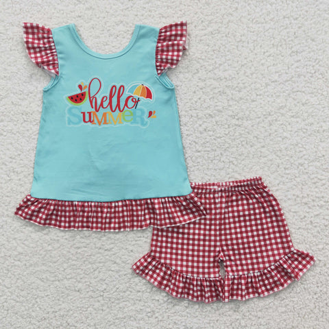GSSO0134 kids clothes girls hello summer outfits
