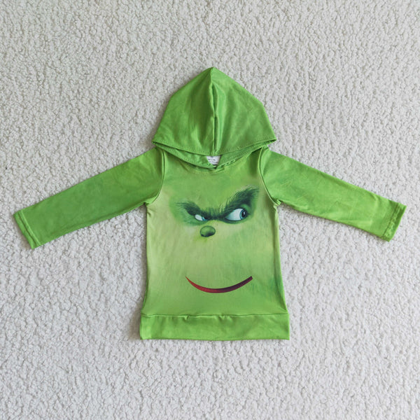 BT0051 toddler clothes green cartoon christmas hoodies top