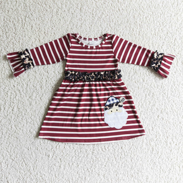GLD0071 baby girl clothes chritstmas stripe santa claus dress