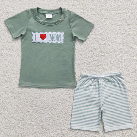 BSSO0173 baby boy clothes embroidery i  love mom mother's day outfit
