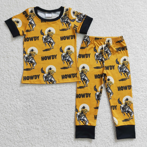 BSPO0053 kids clothes boys yellow howdy fall spring outfits