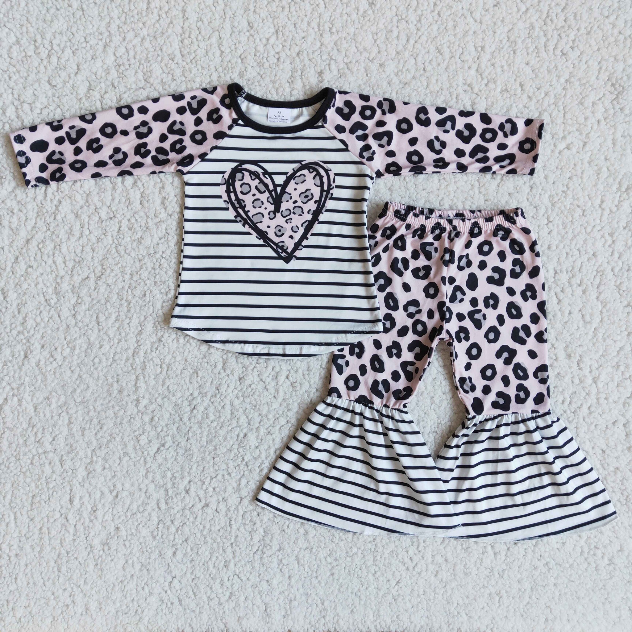 girl clothes heart  valentines day long sleeve set