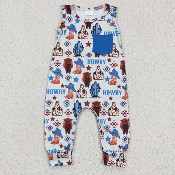 SR0115 baby boy clothes howdy shoes summer romper