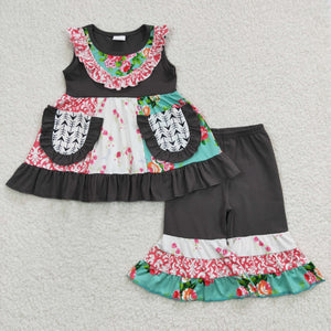 E3-16 kids clothes wholesale sleeveless pockets toddler girl spring outfit