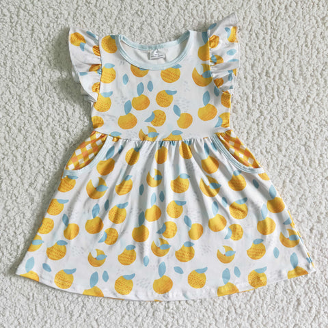 GSD0074 kids clothing orange fruit summer dress