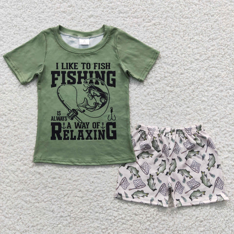 BSSO0257 baby boy clothes fishing summer shorts set