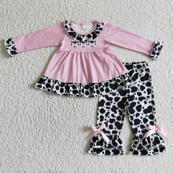 GLP0165 girls boutique outfits baby girl outfit set winter cow set