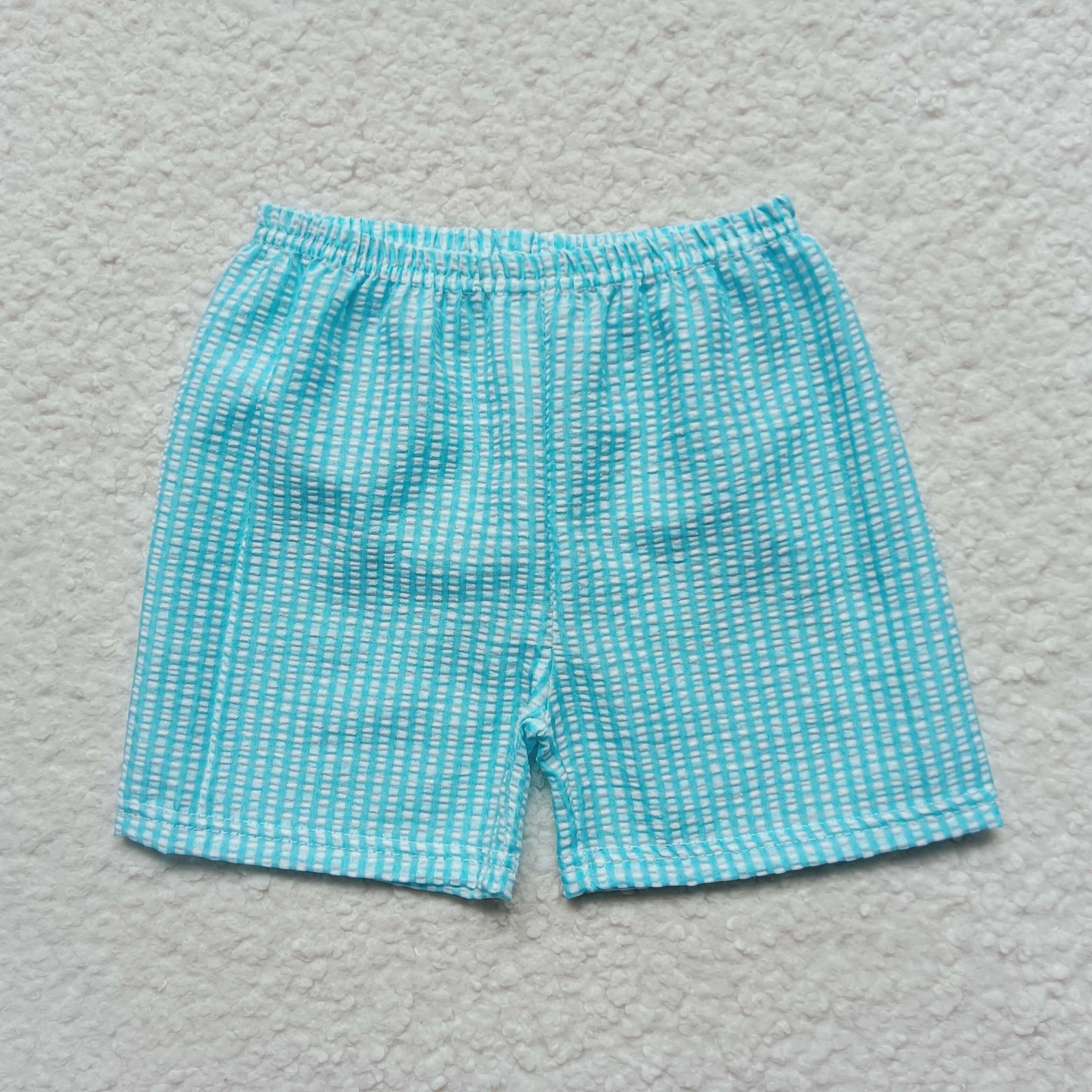 SS0073 toddler boy summer shorts blue boy seersucker bottom