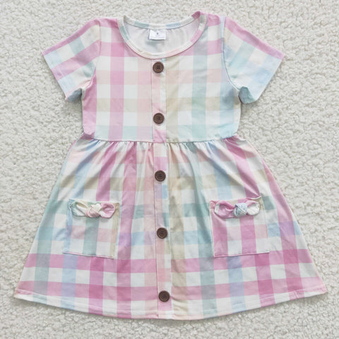 GSD0296 baby girl clothes colorful plaid summer dress