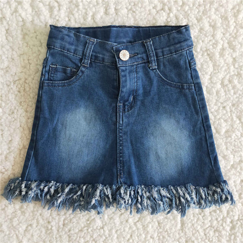 girl clothes summer blue denim skirt A
