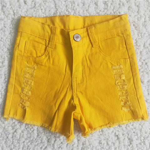 girl clothes summer yellow denim shorts