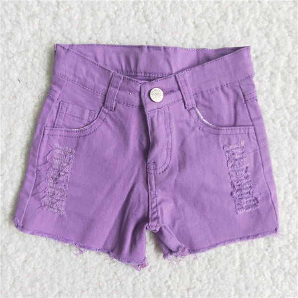 girl clothes summer purple denim shorts