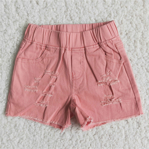 girl clothes summer coral denim shorts