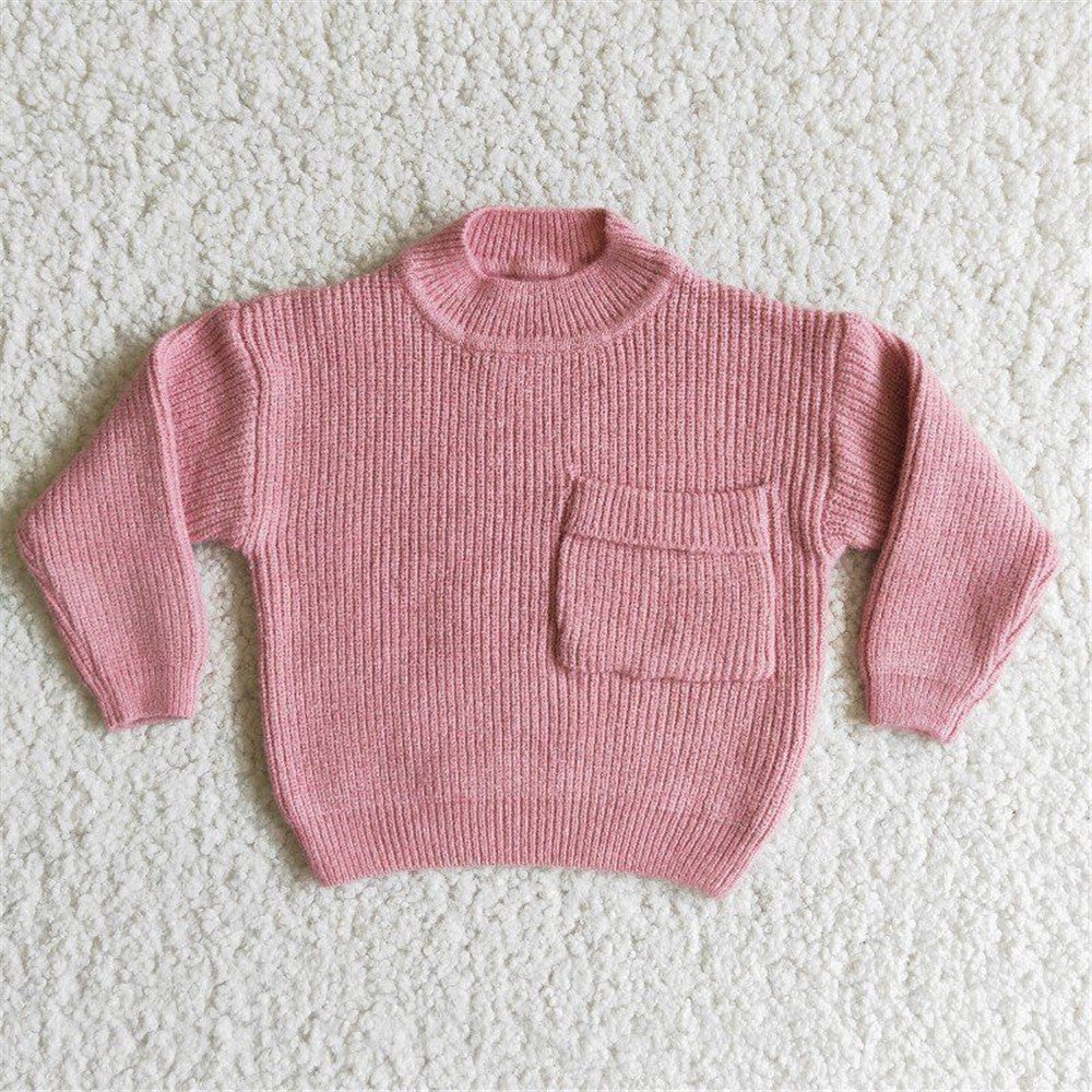 6 B12-40 girls winter pink pocket sweater